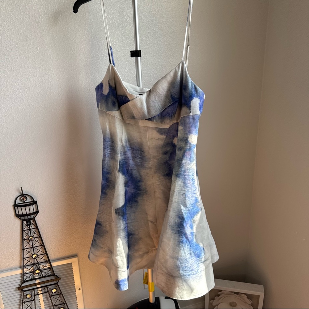 NWT Muse by Marchesa Chloe Dye Print A-Line Linen Dress Sz 12 - Picture 5 of 11